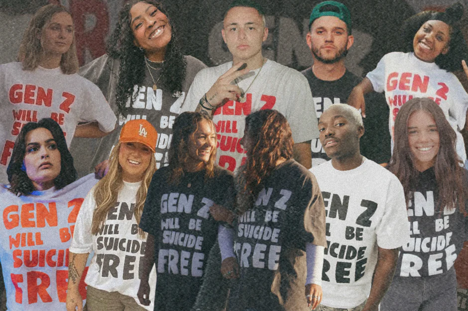gen z will be suicide free - white & black tee