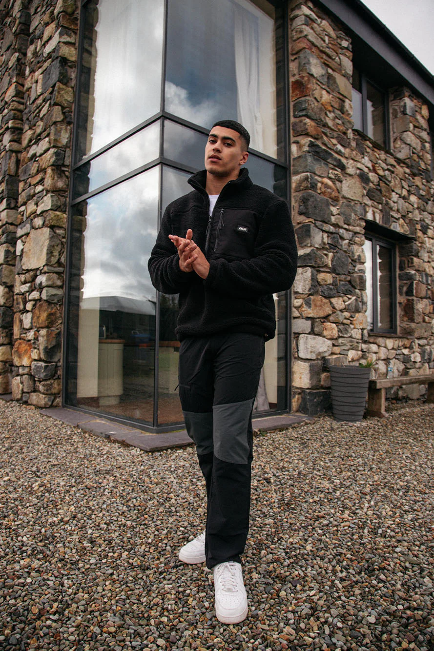 Black Tech 1/4 Zip Sherpa Jacket
