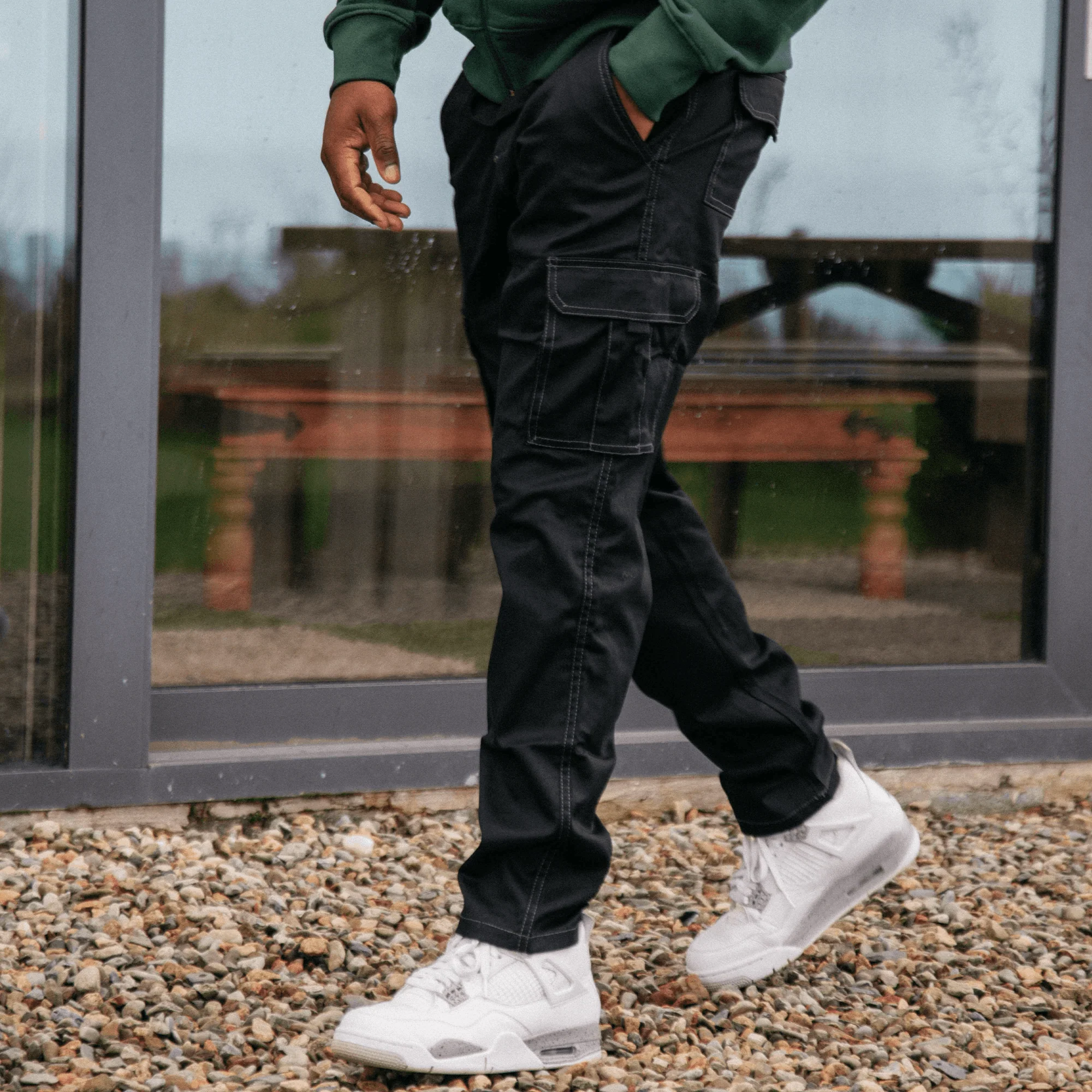 Straight Leg Contrast Stitch Cargo Bottoms