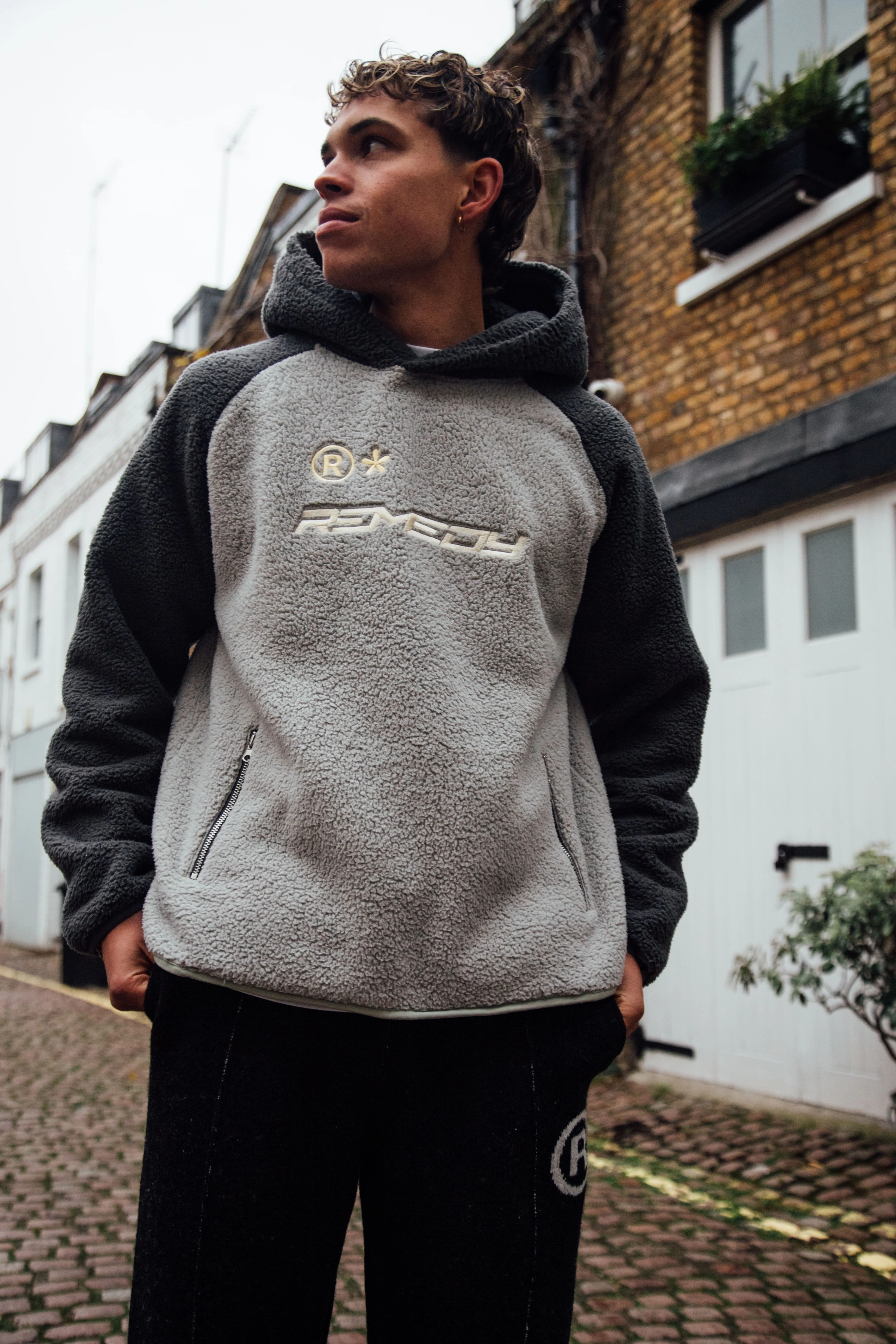 Grey 2 Tone Remedy Sherpa Hoodie